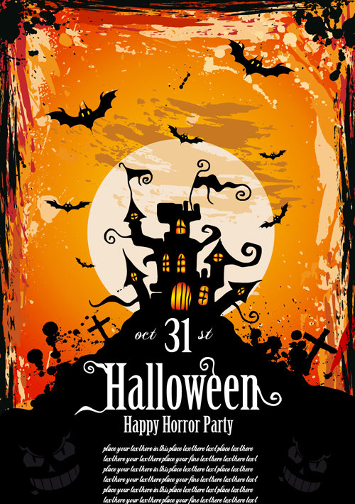 Halloween horror party poster vector 01