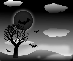 Halloween night with bats vector background