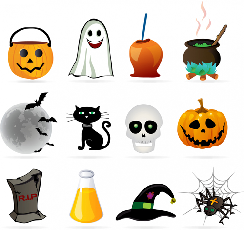 Halloween ornament icons vector material 02