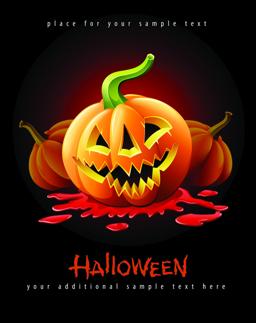 Halloween party flyer cover pumpkin vector 01