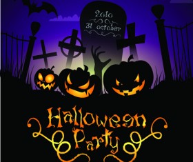Halloween party flyer cover pumpkin vector 02