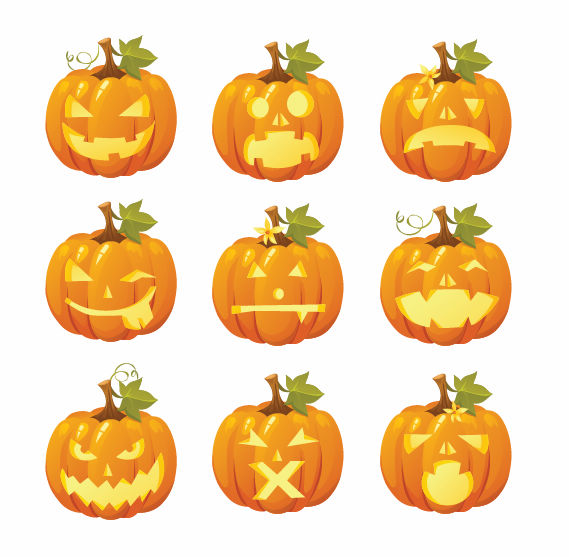 Halloween Pumpkins Mixed Icons Vector 02 Free Download