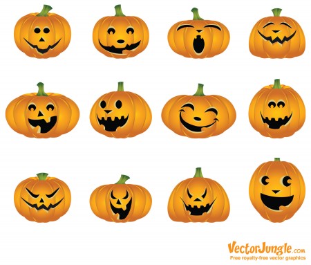 Halloween pumpkins mixed icons vector 04