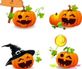 Halloween pumpkins smile vector