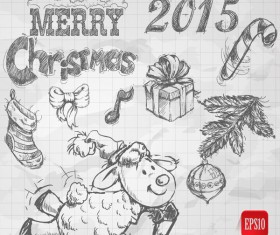 Hand drawing 2015 christmas accessories vector