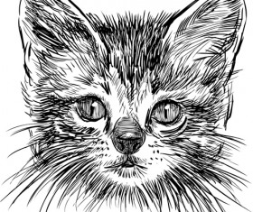 Hand drawing black kittens vector 01