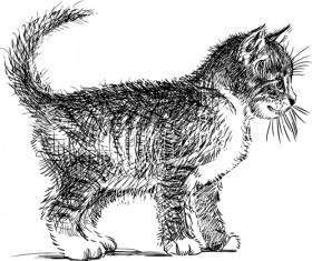 Hand drawing black kittens vector 02