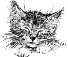 Hand drawing black kittens vector 03