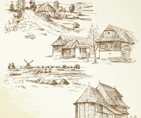 Hand drawn autumn farm vector design 02