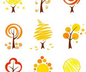 Hand drawn cute autumn tree vector