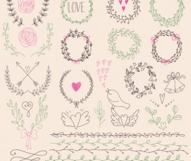 Hand drawn floral frame with border vector 01