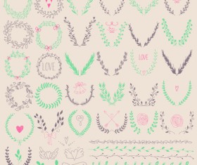 Hand drawn floral frame with border vector 02