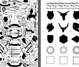 Hand drawn ornament elements set