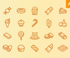Hand drawn sweets and desserts icons vector
