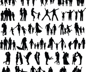 Happy family vector silhouette