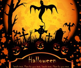 Happy halloween night background 01 vector set