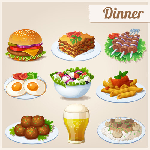 Huge collection of various food icons vector 02