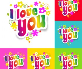I love you flower sticker vector