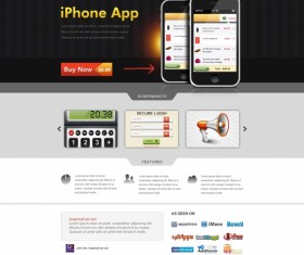 Iphone app website psd template