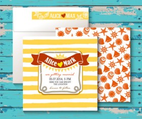 Marine style wedding invitation cards vector 03