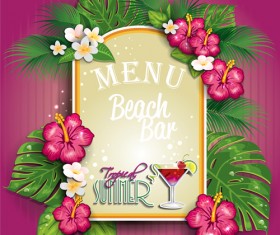 Menu beach bar flower vector