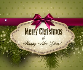 Merry christmas labels card vector 01