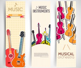 Music Instruments vector banner graphics 02