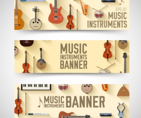 Music Instruments vector banner graphics 03