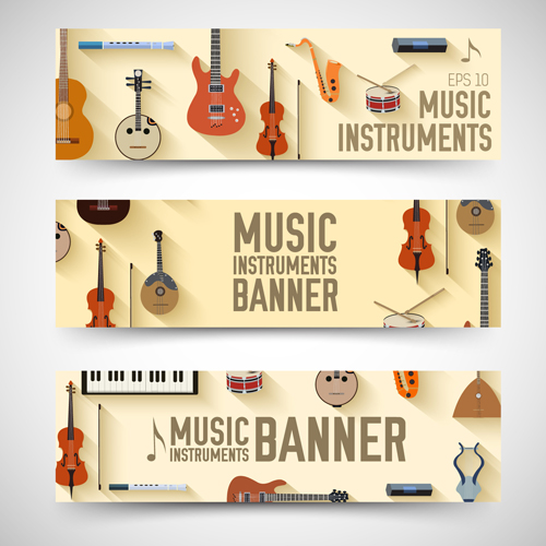 Music Instruments vector banner graphics 03