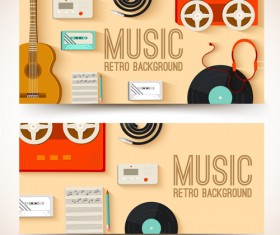 Music Instruments vector banner graphics 04