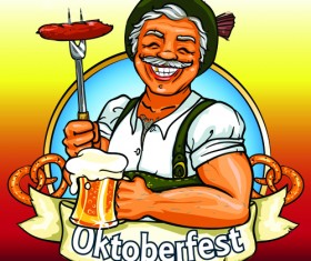 Oktoberfest label vintage background material 02