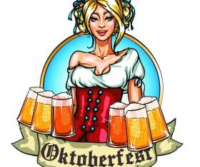 Oktoberfest label vintage background material 03