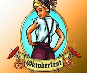 Oktoberfest label vintage background material 04