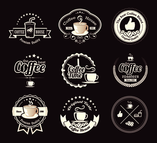 Original design coffee labels vector 04 free download
