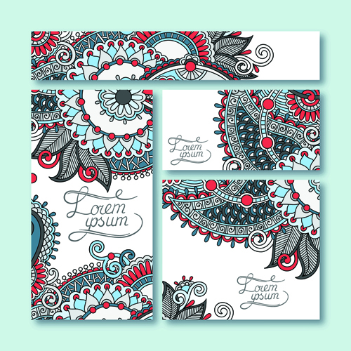 Ornament floral pattern cards vector material 01