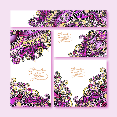 Ornament floral pattern cards vector material 03