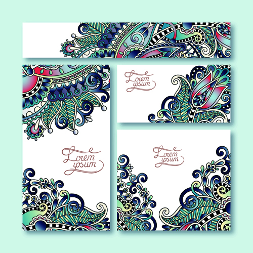 Ornament floral pattern cards vector material 04