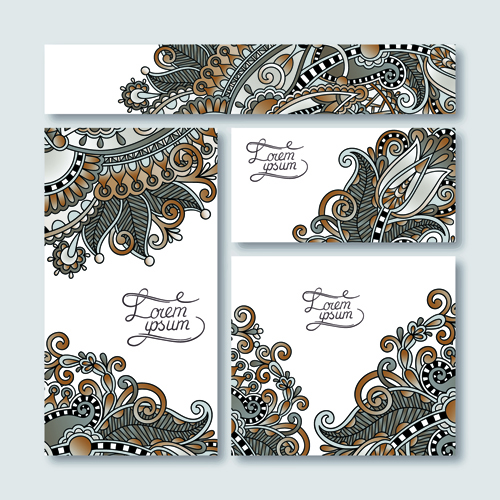Ornament floral pattern cards vector material 05