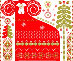 Ornament pattern with sheep vector material