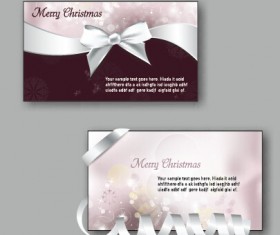 Ornate christmas bow greeting cards vector 01
