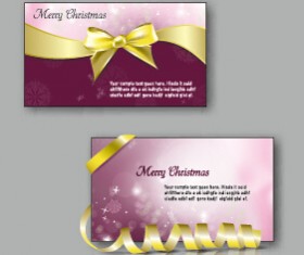 Ornate christmas bow greeting cards vector 03