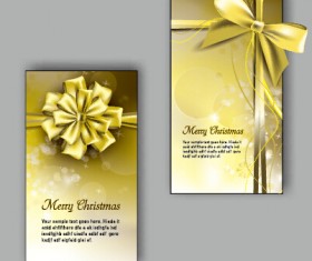 Ornate christmas bow greeting cards vector 04
