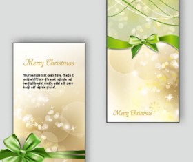 Ornate christmas bow greeting cards vector 05