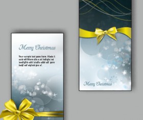 Ornate christmas bow greeting cards vector 06