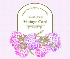 Pink floral vintage card vector 01