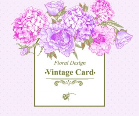 Pink floral vintage card vector 02