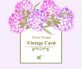 Pink floral vintage card vector 03