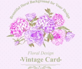 Pink floral vintage card vector 04