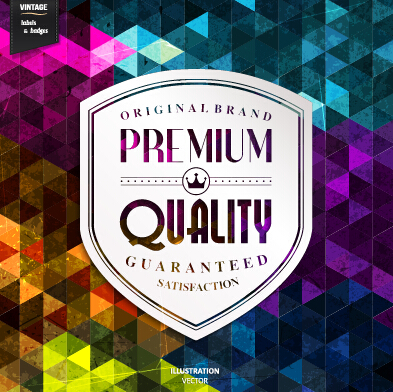 Premium quality labels with grunge background vector 02