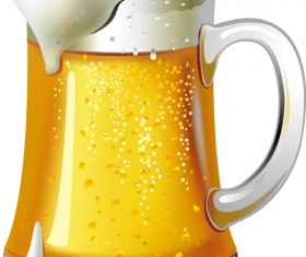 Realistic beer and cups vector material 01